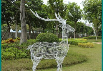 鹿雕塑-不銹鋼鏤空創意戶外公園鐵藝鹿雕塑