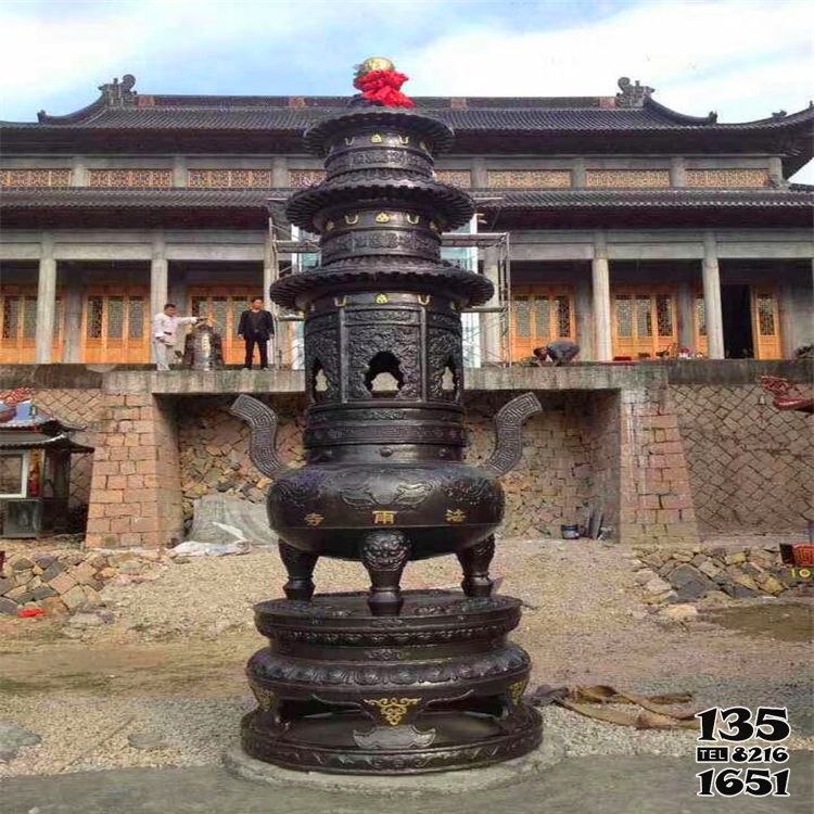 香爐雕塑-寺廟大型文物銅鑄香爐雕塑高清圖片