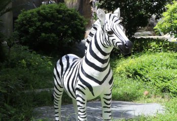 斑馬雕塑-戶外公園玻璃鋼彩繪仿真動(dòng)物景觀斑馬雕塑