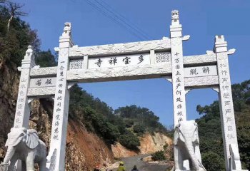 牌坊雕塑-山林景區寺院漢白玉浮雕三門無樓牌坊