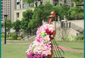 大提琴雕塑-戶外公園創(chuàng)意玻璃彩繪大提琴雕塑