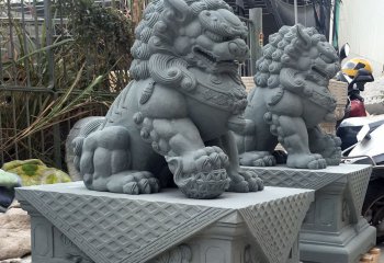 獅子雕塑-寺廟大型仿真動物青石石雕獅子雕塑