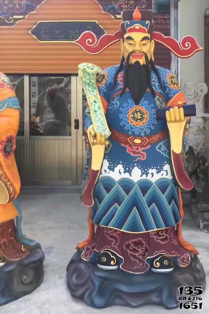 福祿壽雕塑-景區大型玻璃鋼彩繪神佛祿星福祿壽雕塑高清圖片