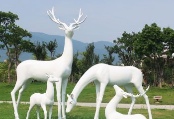 鹿雕塑-公園景區大型戶外園林景觀玻璃白色鹿雕塑