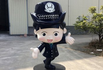 警察雕塑-公園玻璃鋼卡通女警察雕塑