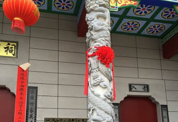 龍柱雕塑-寺廟宗祠石材龍柱雕塑