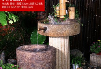 石槽雕塑-酒店水循環(huán)石磨魚(yú)缸花園戶(hù)外石槽流水景觀