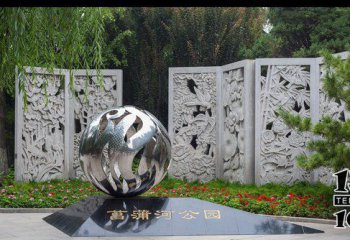 鏤空球雕塑-公園創意不銹鋼水中抽象鏤空球雕塑