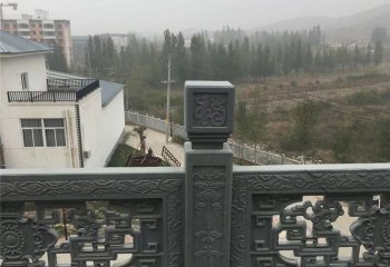 欄桿欄板雕塑-庭院陽臺青石仿古鏤空欄桿護欄雕塑