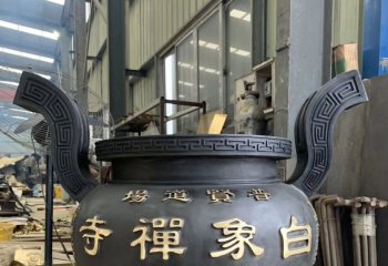 香爐雕塑-圓形平口寺院景觀仿古鑄銅香爐雕塑