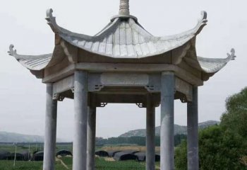 涼亭雕塑-農(nóng)村口擺放仿古建休閑青石涼亭