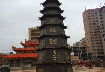 佛塔雕塑-景區(qū)鑄鐵多層浮雕寺院擺放佛塔雕塑