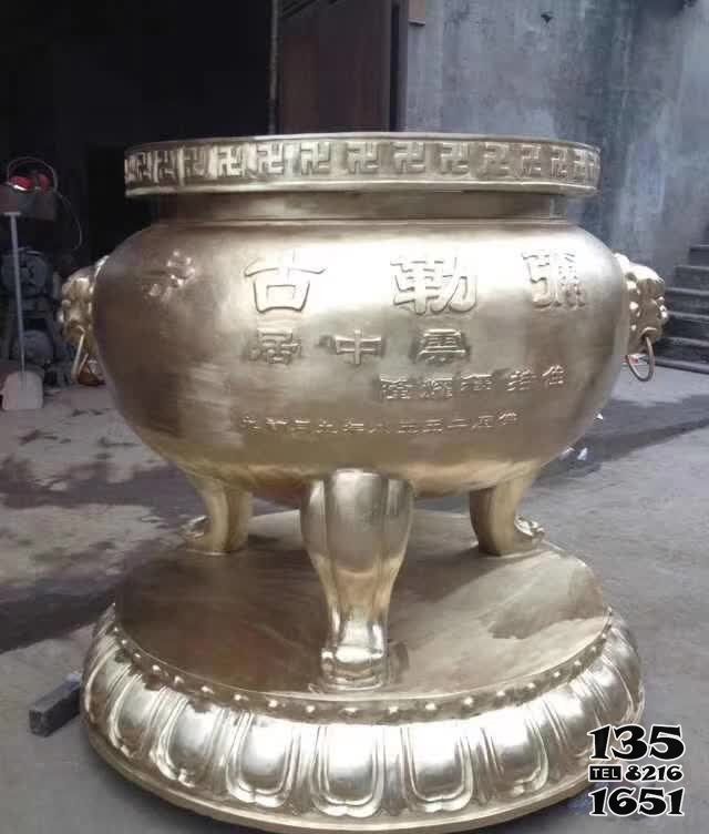 鼎雕塑-寺廟庭院不銹鋼噴漆創意鼎雕塑高清圖片