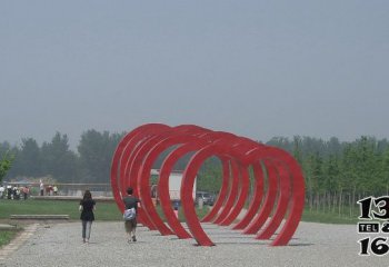 拱門雕塑-不銹鋼心形拱門公園景觀雕塑