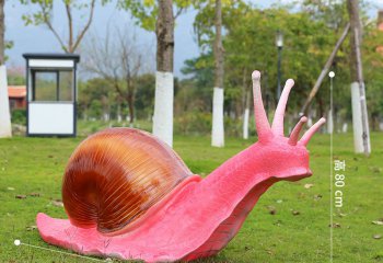 蝸牛雕塑-公園擺放的玫紅色的玻璃鋼創意蝸牛雕塑