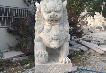 獅子雕塑-漢白玉石雕戶外景觀獅子雕塑