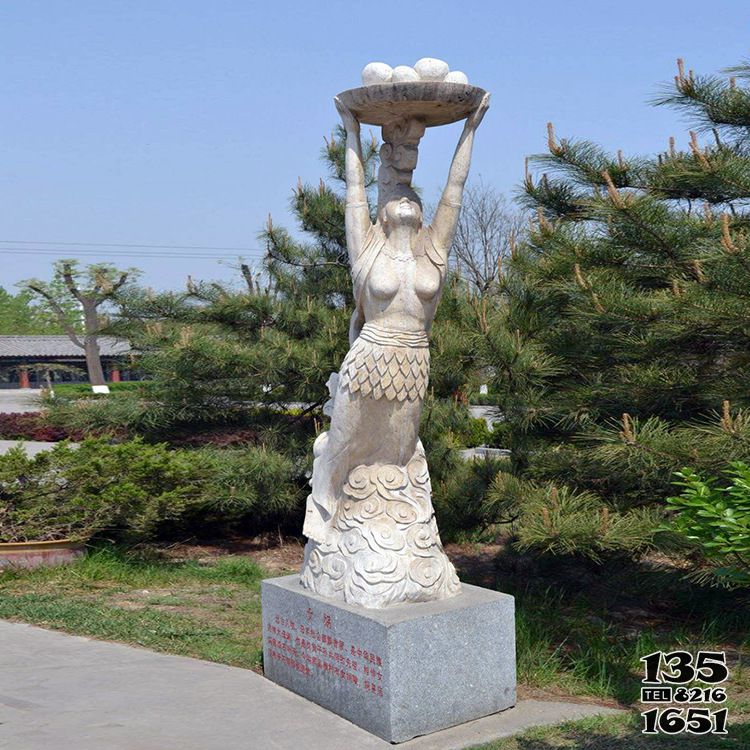 女媧雕塑-公園神話人物女媧補天石雕戶外園林景觀女媧雕塑高清圖片