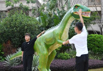 恐龍雕塑-公園廣場大型仿真玻璃鋼綠色恐龍雕塑