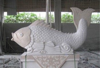 鯉魚雕塑-公園擺放的砂巖石雕創意鯉魚雕塑