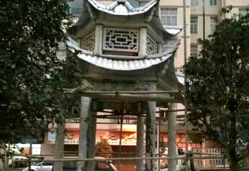 涼亭雕塑-小區花園大理石仿古雙頂涼亭裝飾擺件