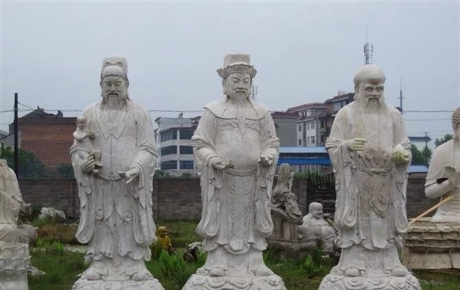 福祿壽神像石雕-大理石福祿壽神像雕塑高清圖片