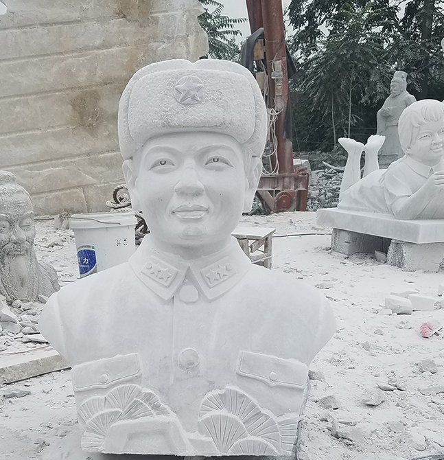 大理石校園雷鋒頭像-校園大理石雷鋒頭像雕塑高清圖片