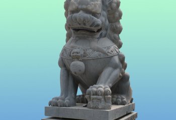 青石雕石獅子-青石雕刻鎮宅看門獅子